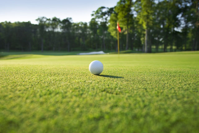 Golf ball on green field