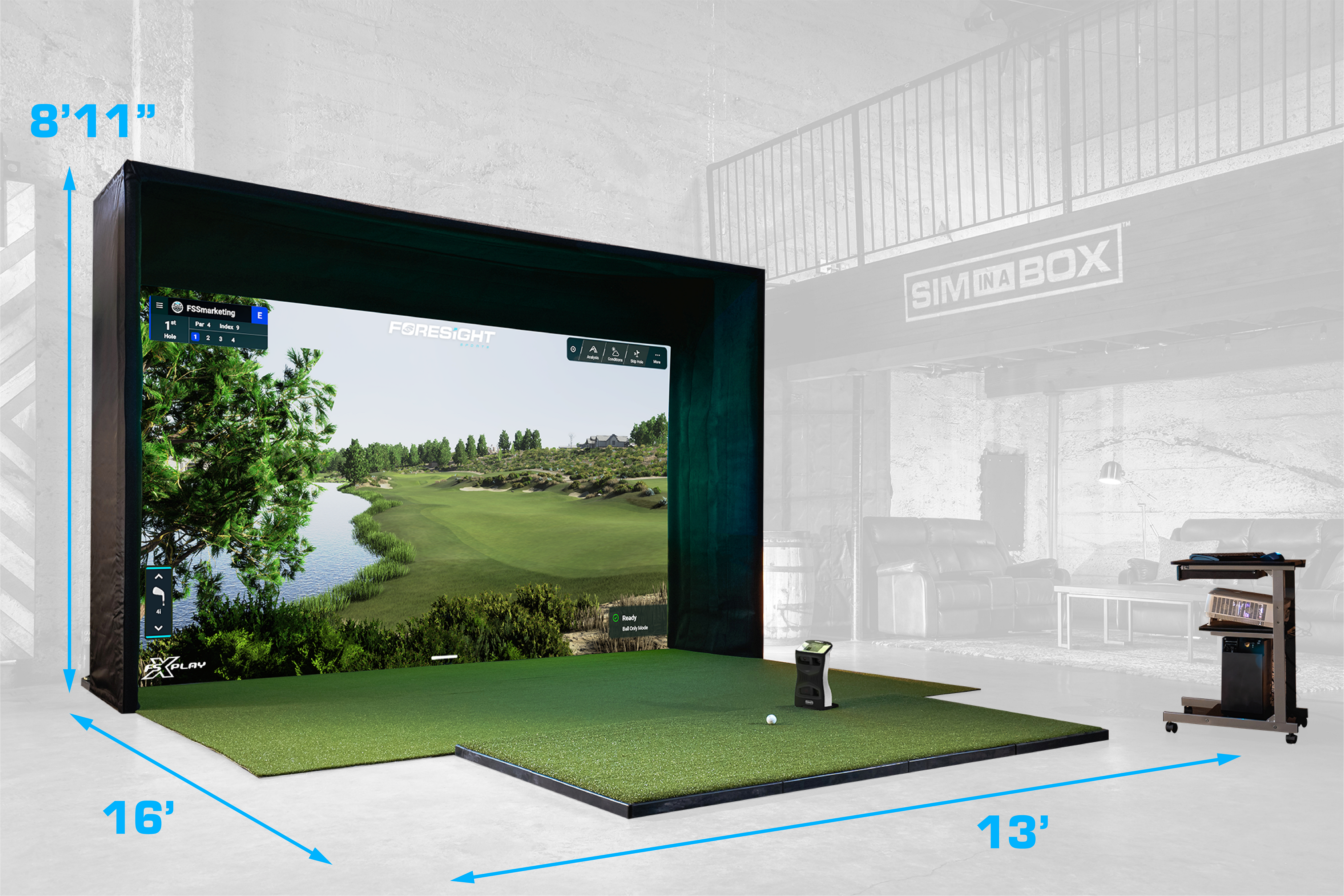 Residential Golf Simulator Set up in home