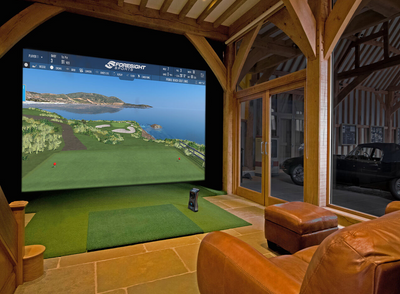 indoor golf simulator setup