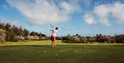 Man playing golf on green golf course