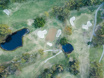 Sand bunkers surrounding hole
