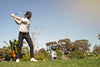 Professional Golfer Out on the Greens Using a Launch Monitor