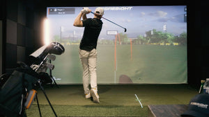 overhead golf launch monitor being used by professional golfer