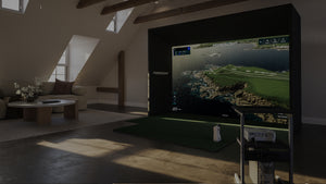 Virtual Golf Simulator with Launch Monitor Set up in Home